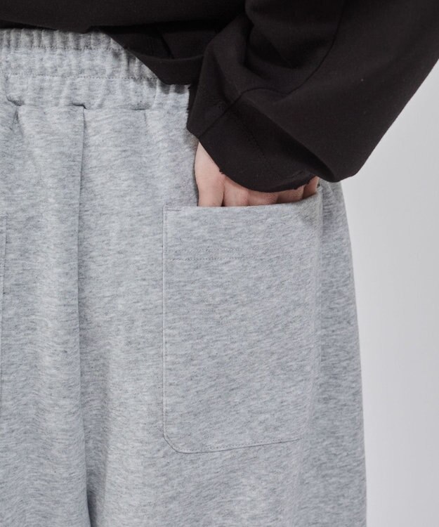 WEGO 【ウエストゴム/MLサイズ展開/ユニセックス着用ITEM】ボンディングワイドスウェットパンツ 杢グレー