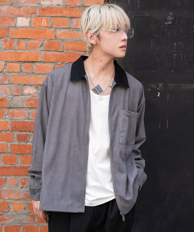 WEGO 【ユニセックス着用ITEM/MLサイズ展開】コーデュロイシャツジャケット ブラック中濃色