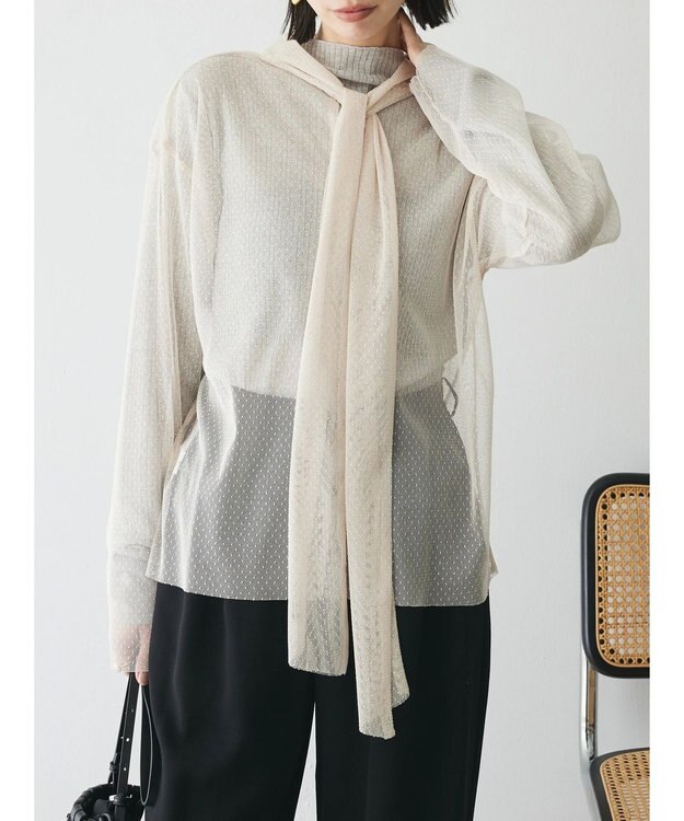 Green Parks AnriettMusee ドットチュール２ＷＡＹボウタイブラウス Ivory