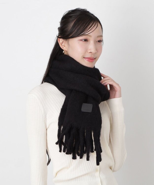 MOONBAT 【WEB限定】FURLA ウール混 ボリューム無地マフラー/幅25cm ブラック