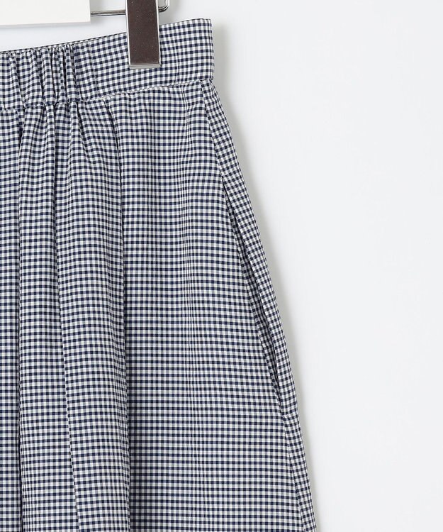 J.PRESS LADIES 【洗える】アセVis ギンガム スカート ネイビー系3