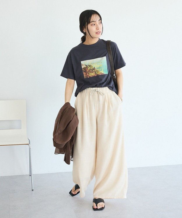 CRAFT STANDARD BOUTIQUE リネンライクワイドイージーパンツ Ivory