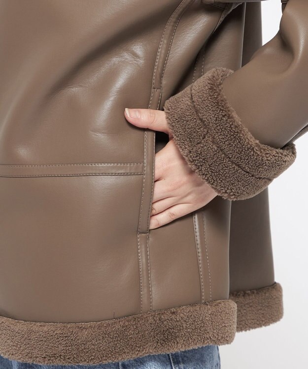 uncrave フェイク ムートン コート（uncrave WHITE） トープ