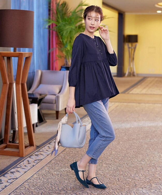 Tiaclasse 【安田美沙子さん着用・洗える】ストレッチストレートデニム ブルー