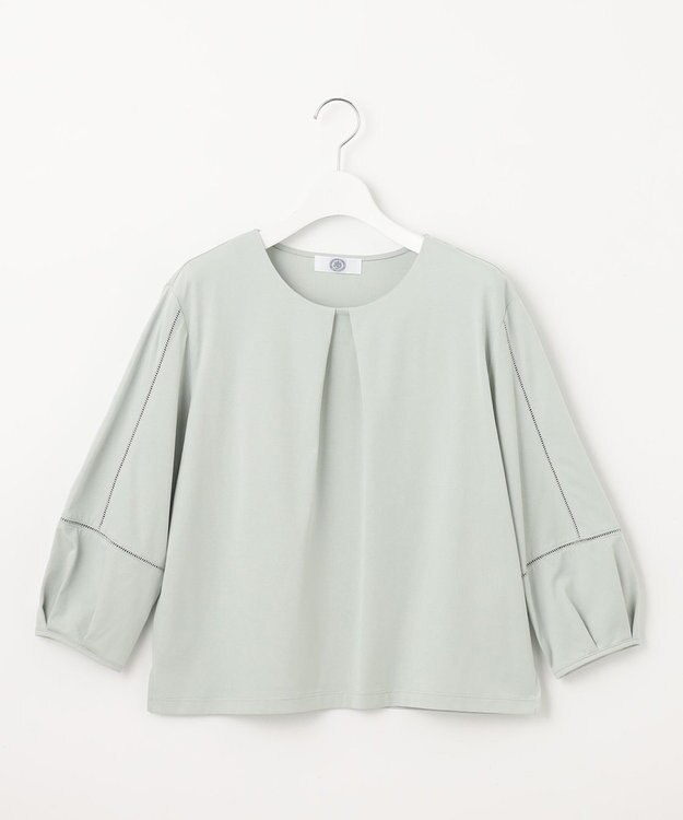J.PRESS LADIES 【洗える】プレーティングジャージー フロントタック カットソー ミント系