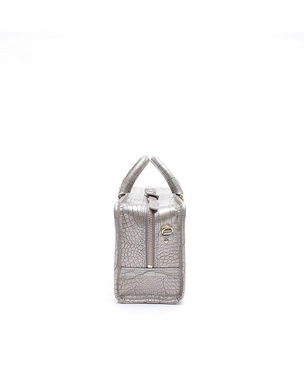 A.D.M.J. 【牛革】クロコ型押しヘリ巻きボストン23cm アルジェント