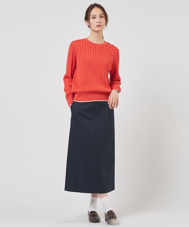 J.PRESS LADIES S CABLE ニット ブラッドオレンジ系