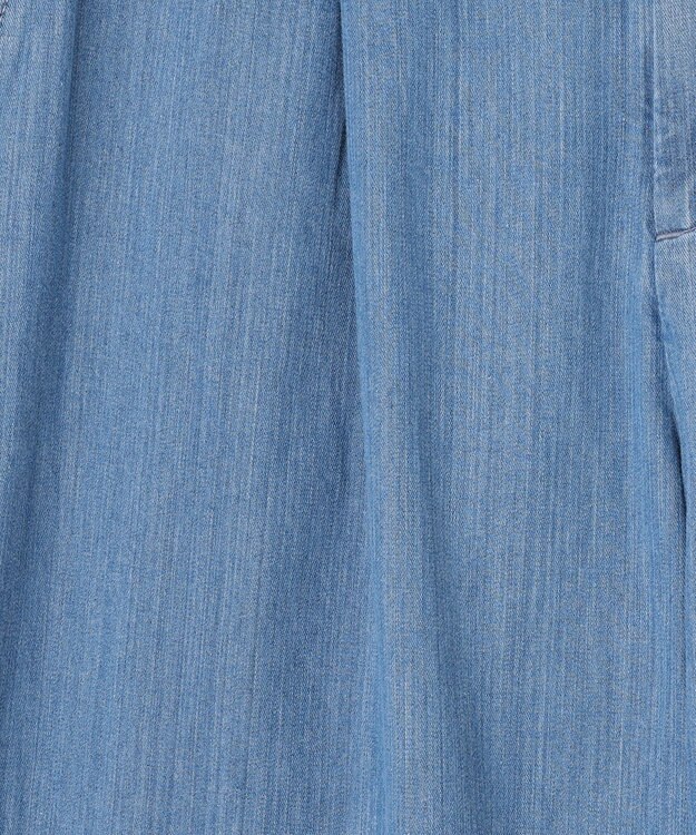 J.PRESS LADIES L 【洗える】5ozバージラコンパクト ワイド パンツ ダルブルー系