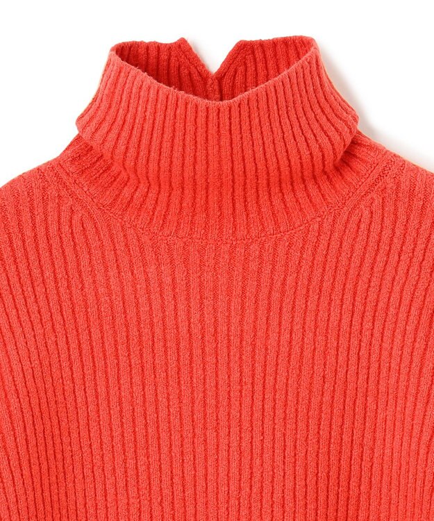 BEIGE， 【洗える】BERTAINA /  配色リンキングタートルネックニット Red Orange×Milk Tea