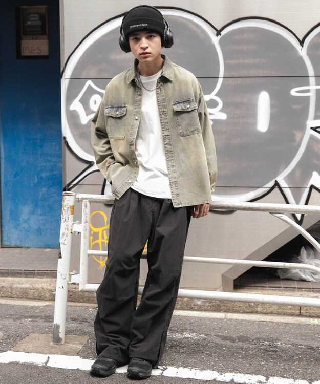 WEGO 【ユニセックス着用ITEM】 デニムBIGシャツ（LS） デニム淡加工色