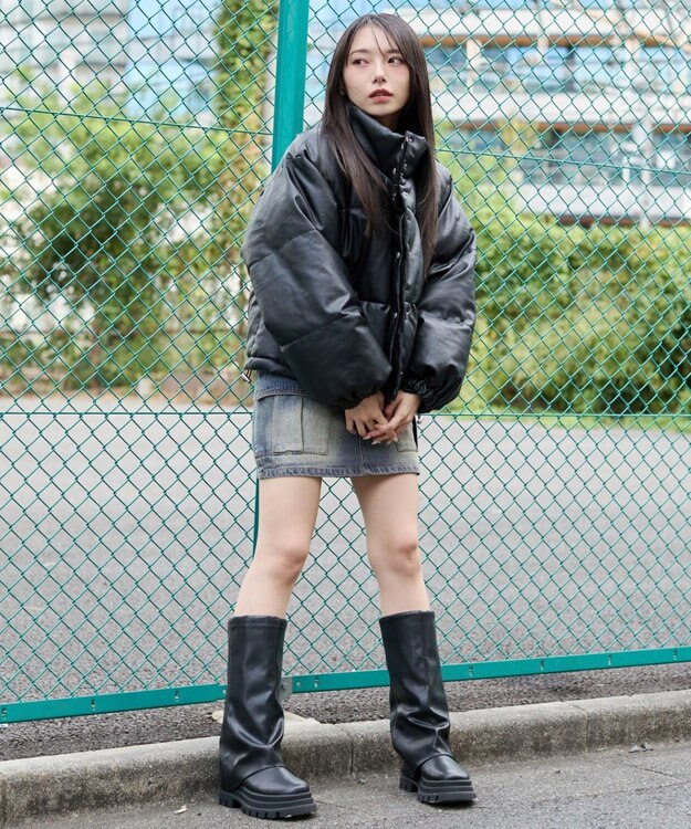 WEGO 【25秋冬新作】PUスタンドパファーブルゾン ブラック