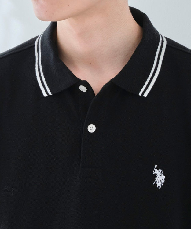 WEGO 【26年春夏新カラー登場/ユニセックス着用ITEM/SMLサイズ展開】U.S. POLO ASSN.別注ラインポロシャツ ブラック