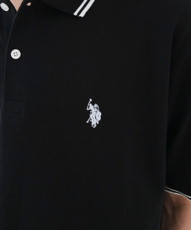 WEGO 【26年春夏新カラー登場/ユニセックス着用ITEM/SMLサイズ展開】U.S. POLO ASSN.別注ラインポロシャツ ブラック