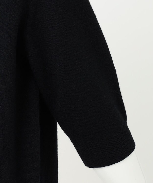 23区 【R(アール)】ウールカシミヤ パールトリム 襟付き五分袖ニット ブラック系