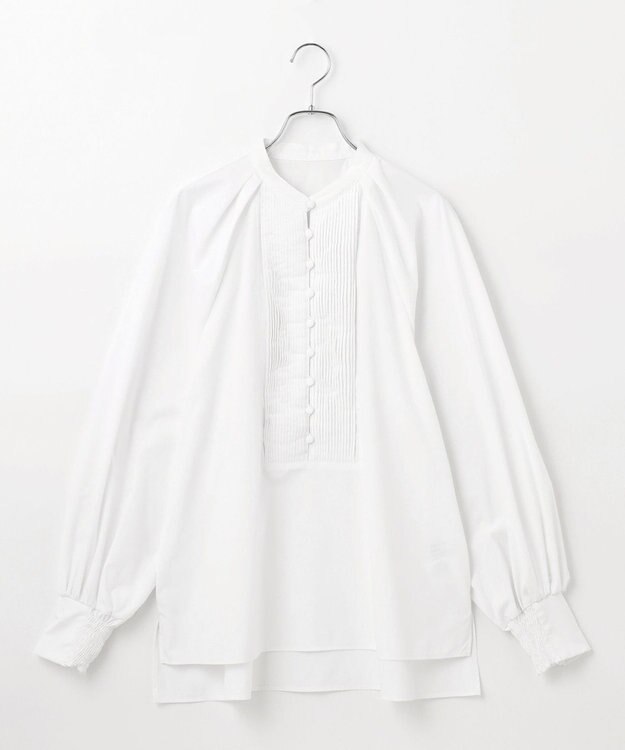 #Newans 【アイロンいらず】ロングピンタックブラウス ホワイト