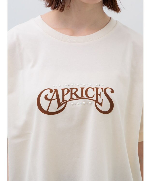 Te chichi パール&ロゴプリントTシャツ クリーム