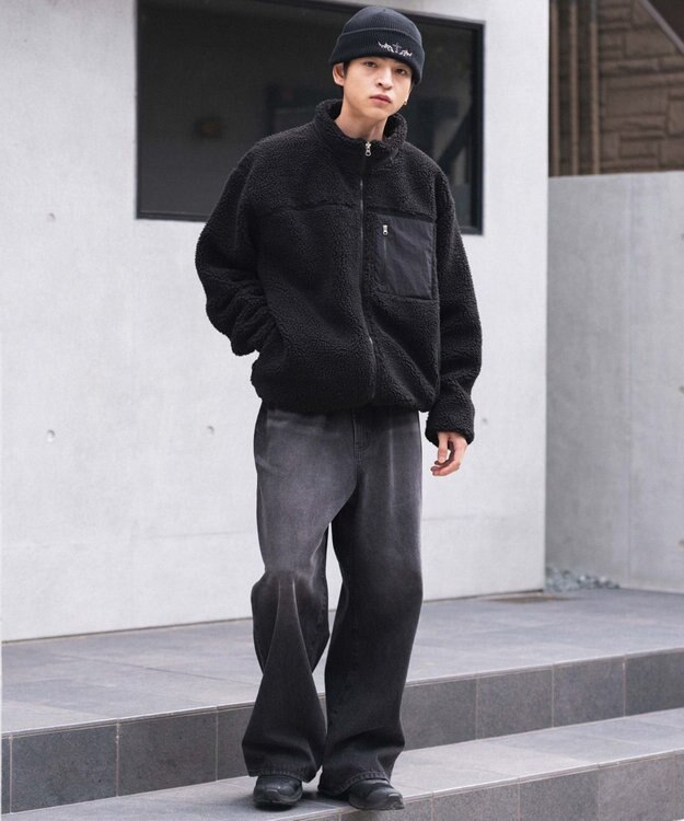 WEGO 【2025年秋冬新作アイテム/ユニセックス着用ITEM/SMLサイズ展開】ボアブルゾン ブラック