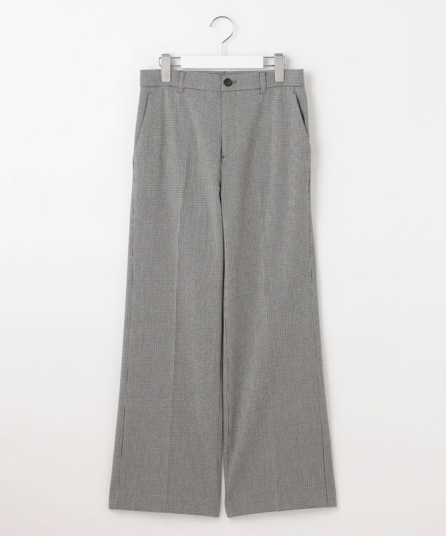 自由区 【撥水加工・洗える】TRギャバチェック柄ストレート パンツ モノトーン系チェック