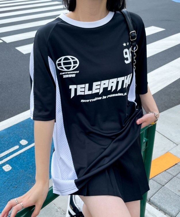 WEGO サッカーメッシュ切り替えビッグT ブラック