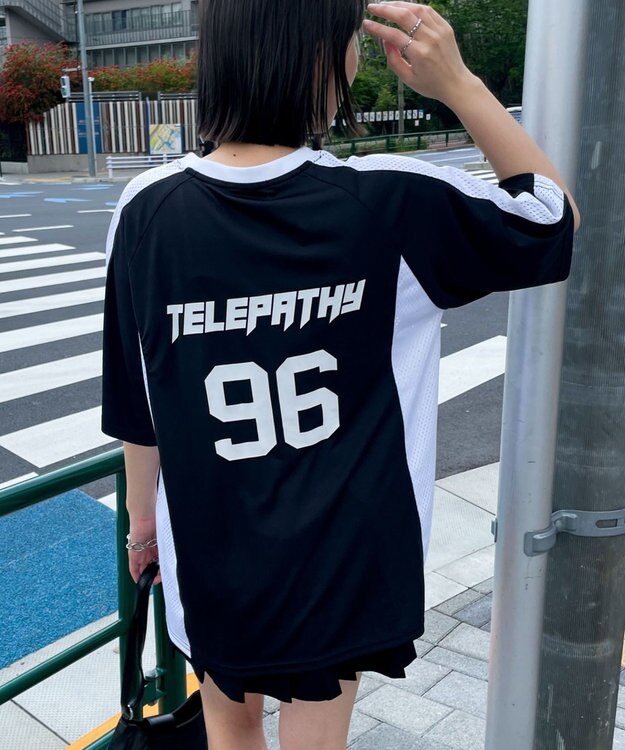 WEGO サッカーメッシュ切り替えビッグT ブラック