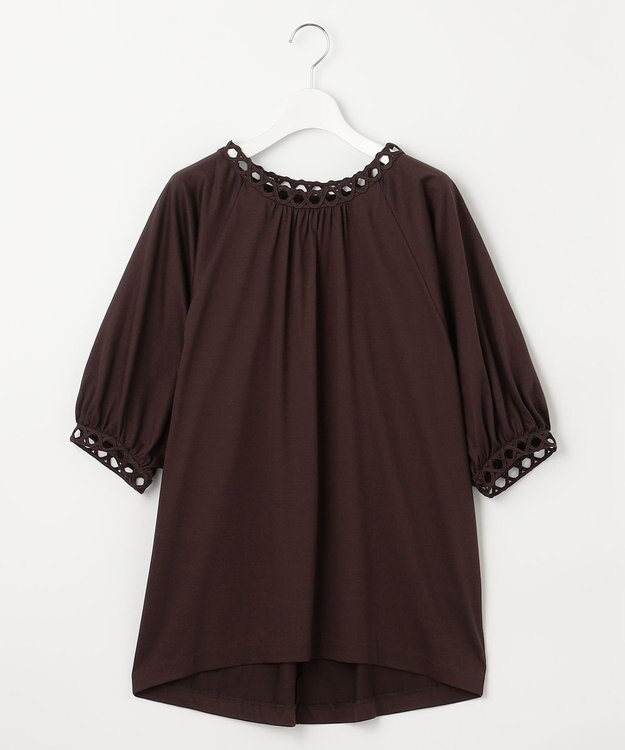 自由区 S 【洗える】コード刺繍 カットソー ブラウン