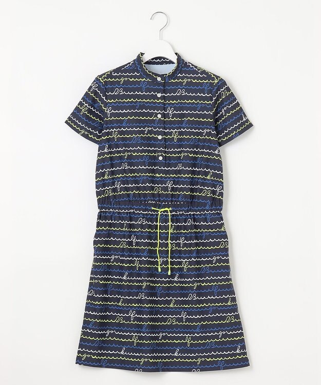 23区GOLF 機能素材で快適なラウンドを【WOMEN】ウェーブロゴ柄 ワンピース ネイビー系5