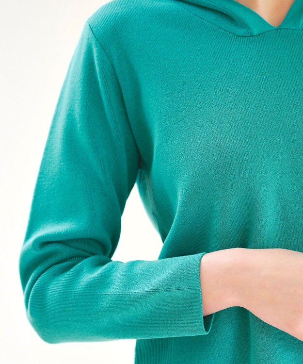 Tiaclasse 【洗える】サマーニットフードパーカートップス グリーン