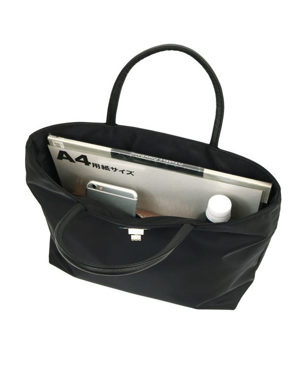 UNBILLION 『VERY』バイヤー大和美帆さんコラボ　ペルケ perche / 牛革フラップナイロントートバッグ ブラック