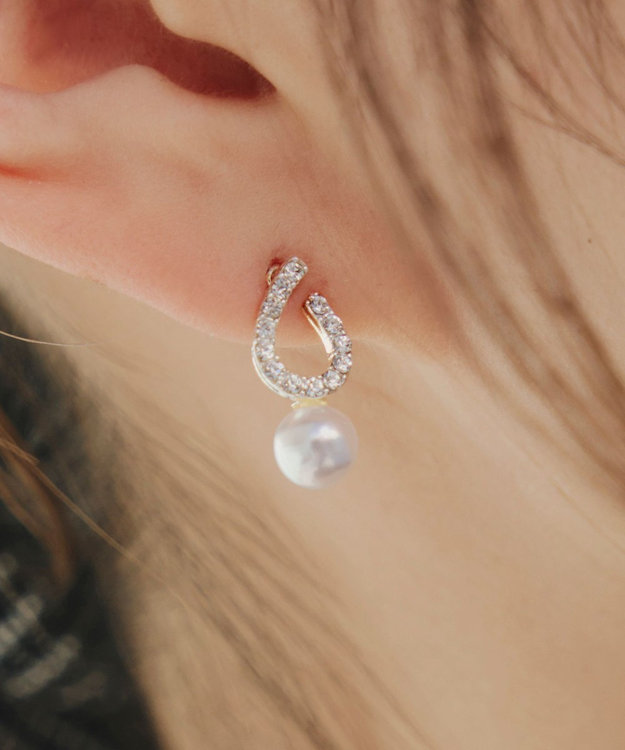 Tiaclasse 【金属アレルギー対応】ドロップ＋パールピアス ゴールド