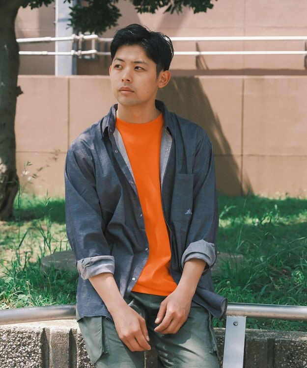 SHARE PARK MENS 【UVカット・撥水・ストレッチ】イージーデニムレギュラーカラーシャツ ネイビー系