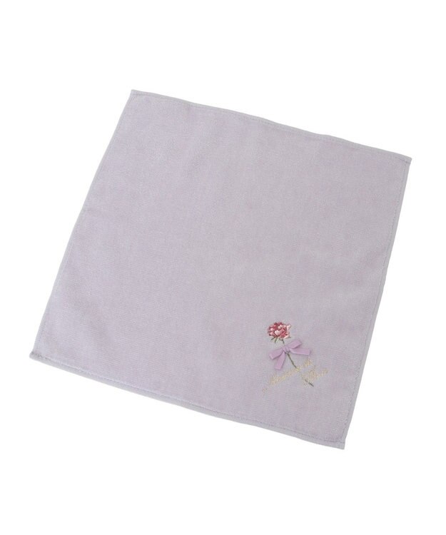 Maison de FLEUR ローズ刺繍タオルハンカチ Lavender