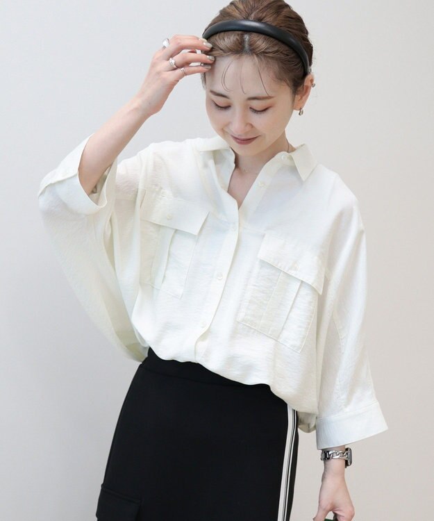 AMERICAN HOLIC 【予約】【WEB限定】接触冷感Wポケットシャツチュニック Ivory