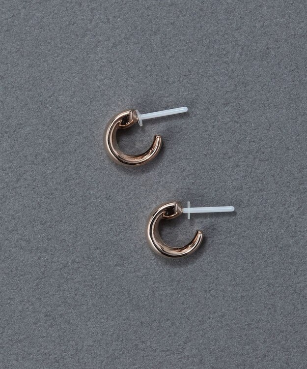 Phoebe 〈金属アレルギー対応〉ストレートラインセラミックポストピアス 定番/シンプル/フープピアス シャンパンゴールド