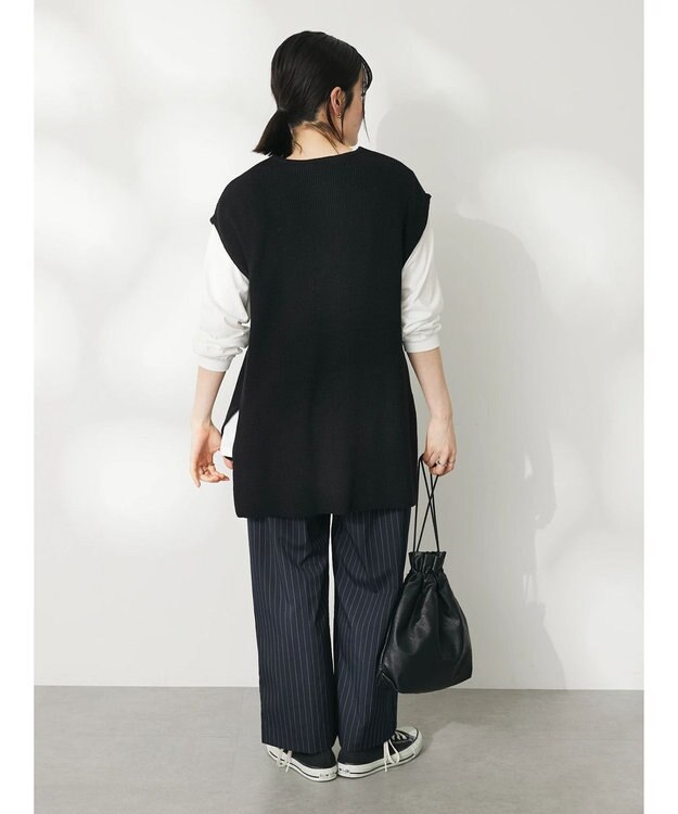 CRAFT STANDARD BOUTIQUE 【２点セット】片畦ニットベスト＋ロンＴＥＥ Black