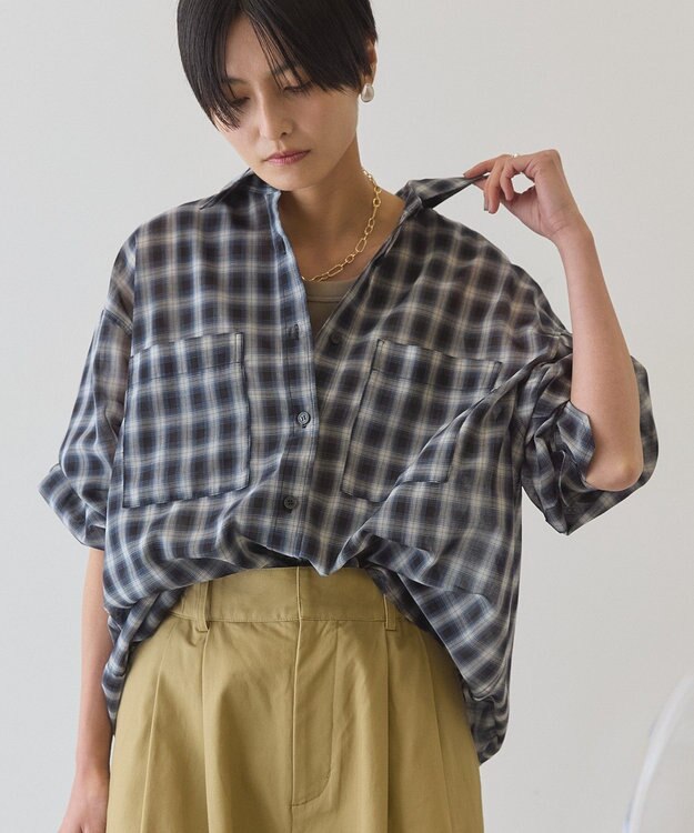 AMERICAN HOLIC シアーチェックシャツ Black