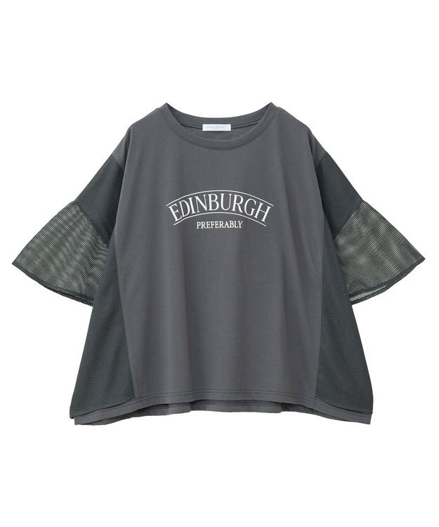 Green Parks 袖メッシュドッキングロゴプルオーバー Charcoal Gray