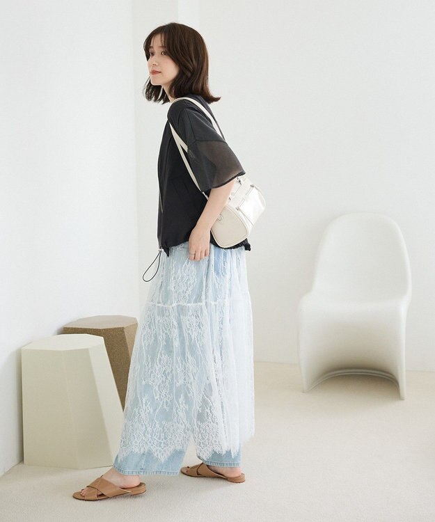 Green Parks 袖メッシュドッキングロゴプルオーバー Charcoal Gray