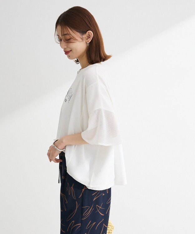 Green Parks 袖メッシュドッキングロゴプルオーバー Charcoal Gray