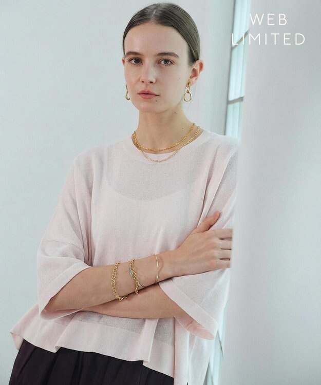 BEIGE， YOOPER / ドライタッチ シアーニット 【WEB限定カラー】 Pink