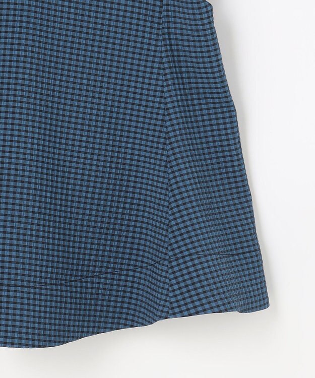 組曲 【先行予約】サッカーギンガムチェック ペプラムブラウス ブルー系3