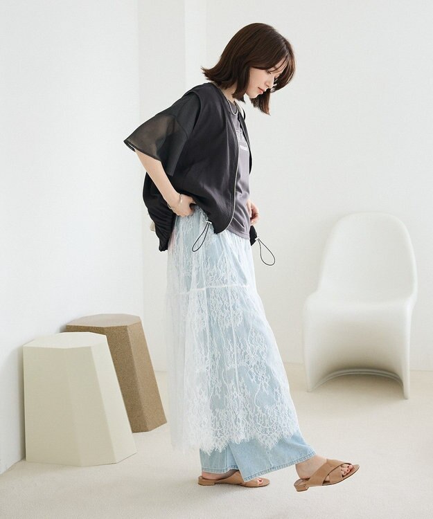 Green Parks 袖メッシュドッキングロゴプルオーバー Charcoal Gray