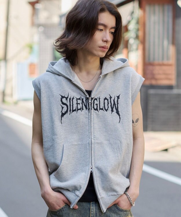 WEGO ノースリZIPパーカー 杢グレー