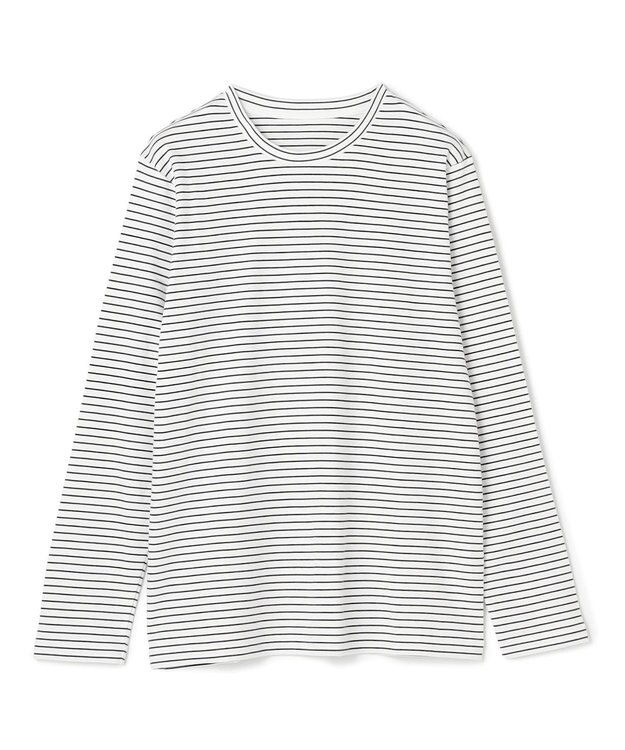 UNFILO コットンスムース レイヤードインナー ボーダー(オフ×ブラック)