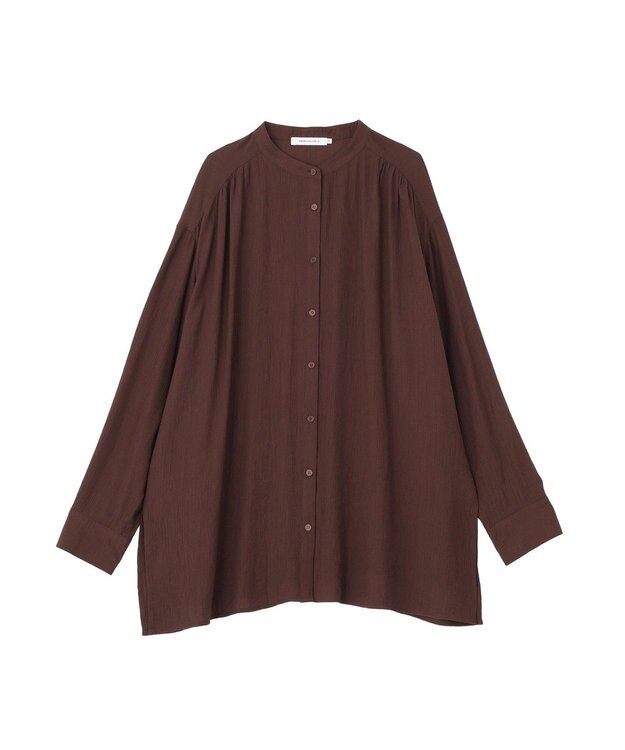 AMERICAN HOLIC 楊柳バンドカラーシャツ Brown