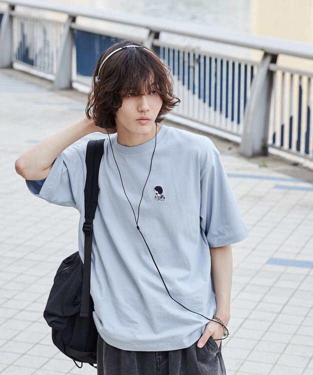 WEGO 【ユニセックス着用ITEM/綿100%/SMLサイズ展開】リラックスフィットワンポイントT（S） サックス