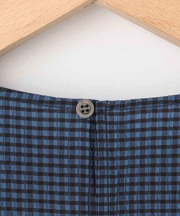 組曲 【先行予約】サッカーギンガムチェック ペプラムブラウス ブルー系3