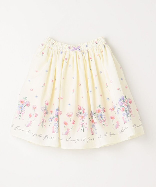 ANY KIDS フラワー ブーケ プリント スカパン エクリュ系