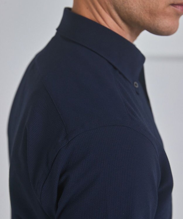 GOTAIRIKU とにかく涼しい/酷暑対応【シワになりにくい/吸水速乾】クールマックスサッカーシャツ ネイビー系