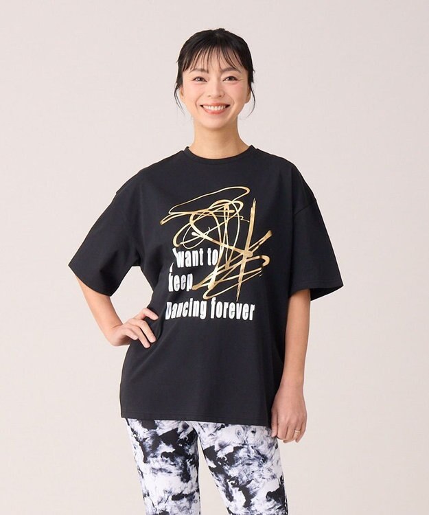 Chacott ダンスプリントオーバーＴシャツ ブラック