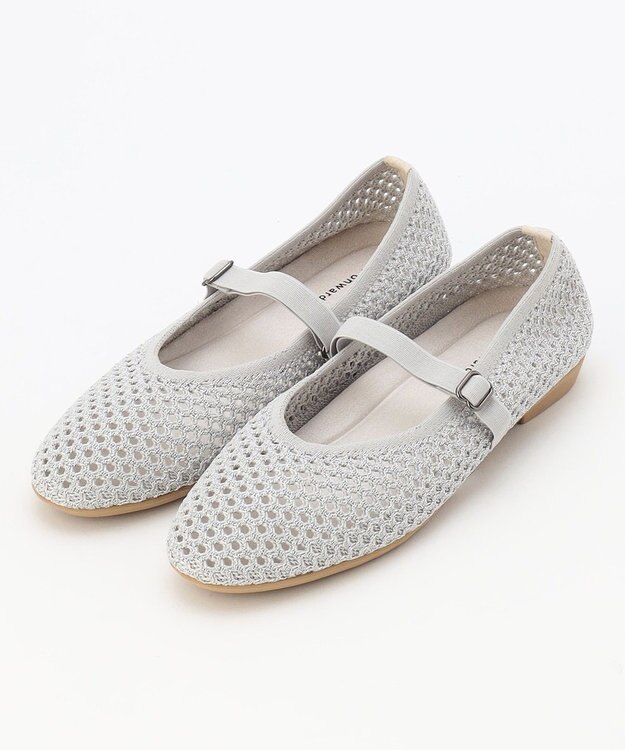 steppi ラウンド メッシュ バレエパンプス シルバー系1